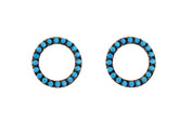 Fashionable Design Circle Shape Rose Gold Colour 925 Sterling Silver Earrings studded with Turquoise CZ
